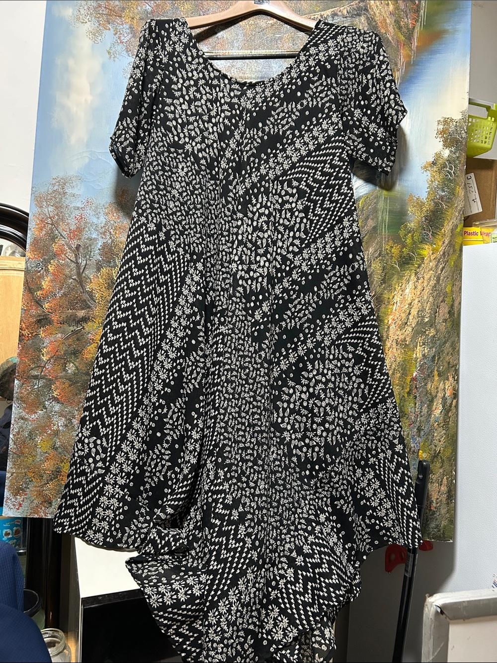 Black & White Patterned Women’s Dress